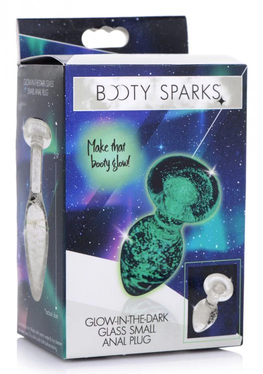 Booty Sparks Glow In The Dark Glass Plug - Small