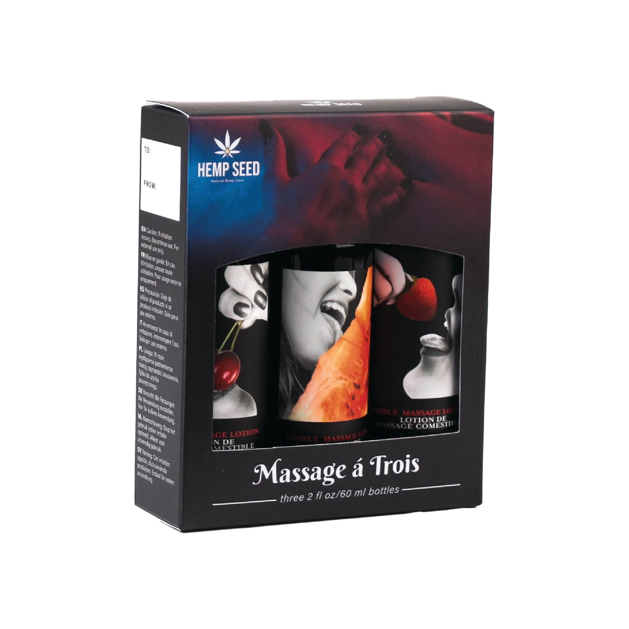 Hemp Seed Massage-A-Trois Edible Massage Lotion Gift Set - Image 3