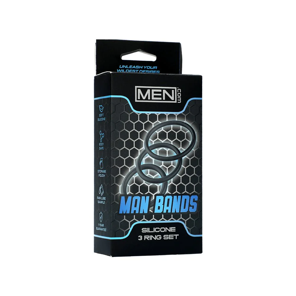 Men.com Man Bands 3pc Silicone Ring Set