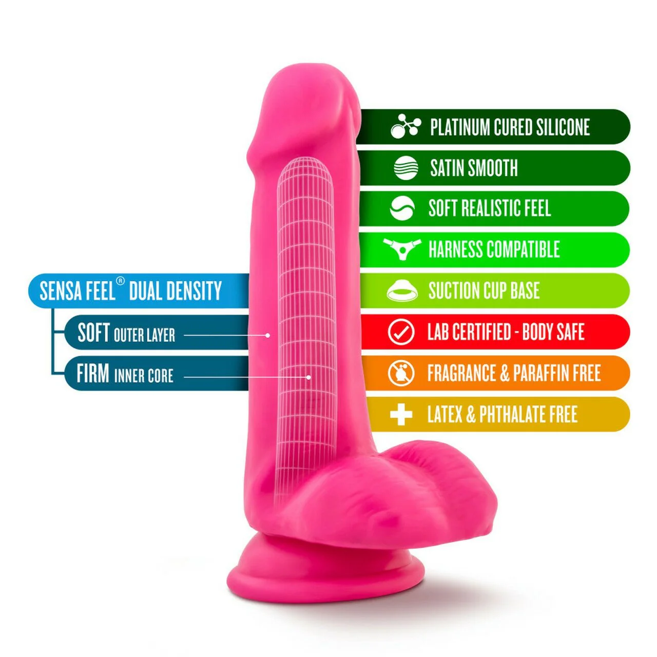 Neo Silicone Dual Density Cock With Balls - Image 9