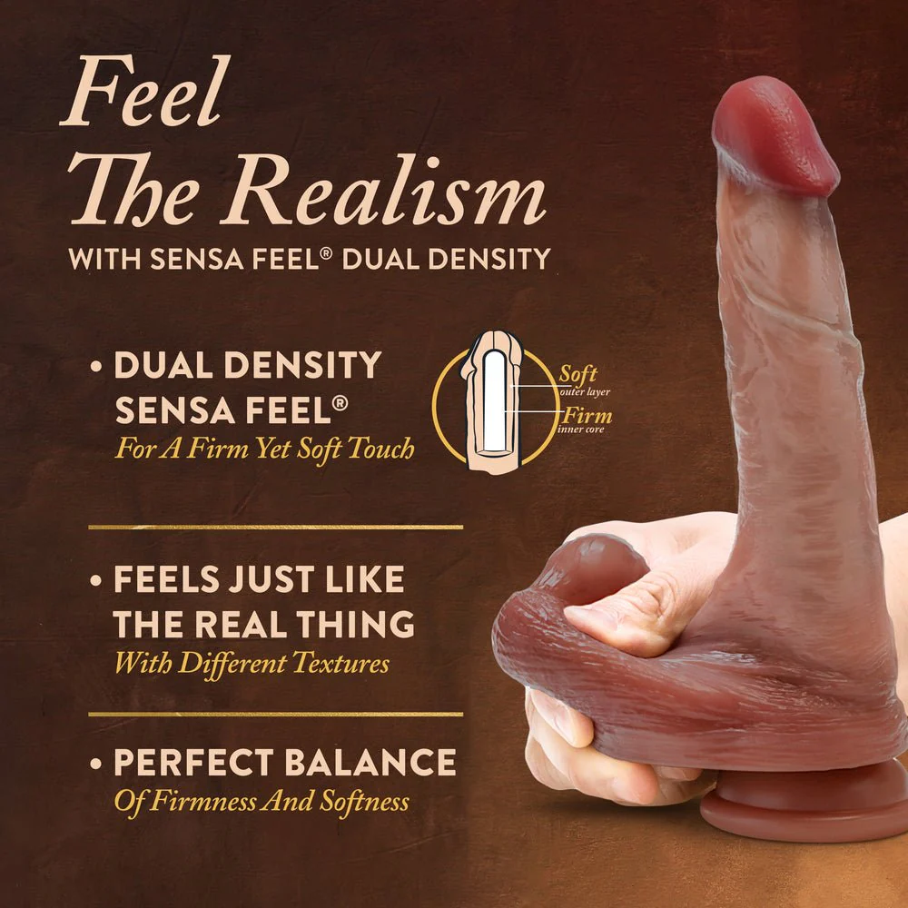 Blush Renaissance DaVinci 8 Inch Sliding Foreskin Dildo with Squeezable Balls Tan - Image 2