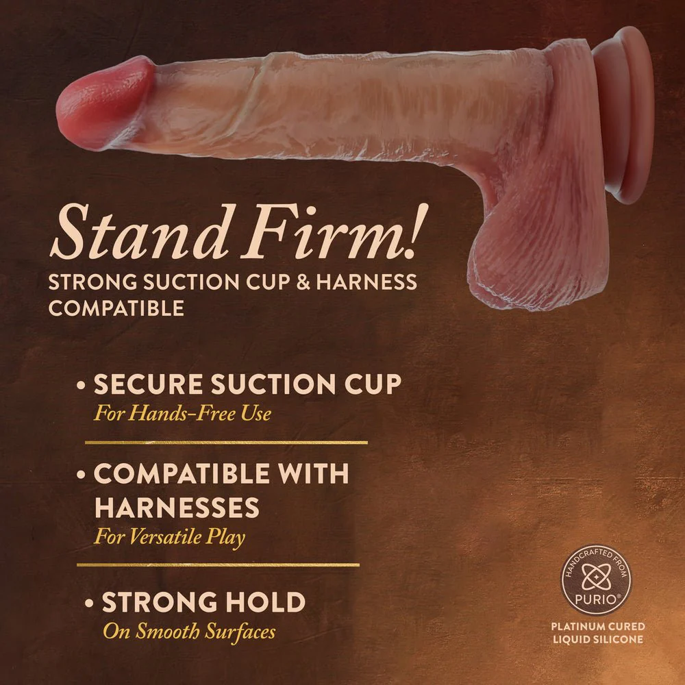 Blush Renaissance DaVinci 8 Inch Sliding Foreskin Dildo with Squeezable Balls Tan - Image 5