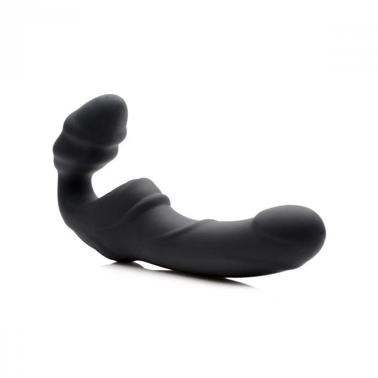 Strap-U Slim Rider Ribbed Vibrating Strapless Strap On - Image 4