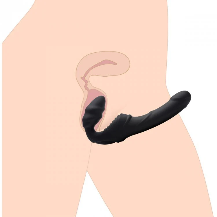 Strap-U Slim Rider Ribbed Vibrating Strapless Strap On - Image 5
